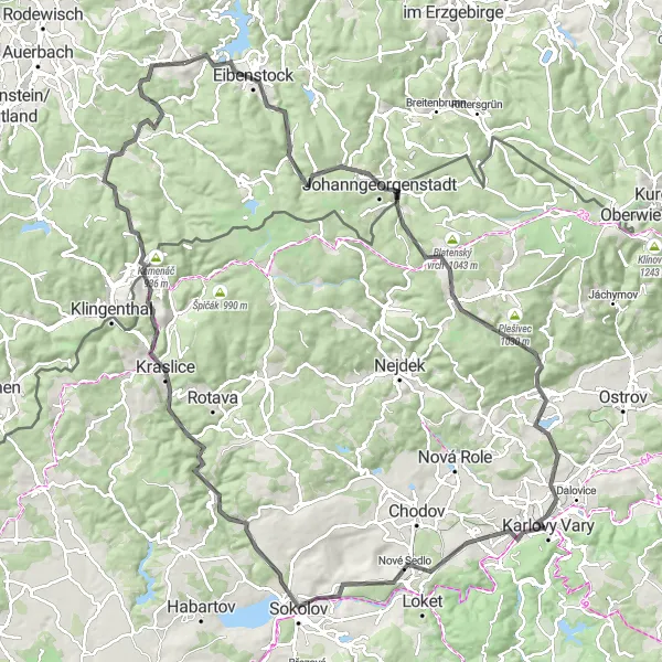 Karten-Miniaturansicht der Radinspiration "Road-Tour durch Eibenstock und Tannenbergsthal" in Chemnitz, Germany. Erstellt vom Tarmacs.app-Routenplaner für Radtouren