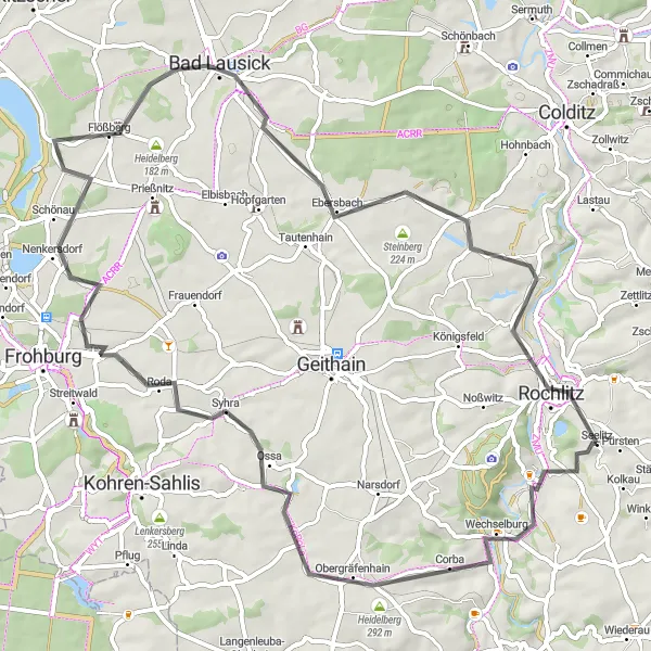 Karten-Miniaturansicht der Radinspiration "Auf den Spuren der Sachsenherzöge" in Chemnitz, Germany. Erstellt vom Tarmacs.app-Routenplaner für Radtouren
