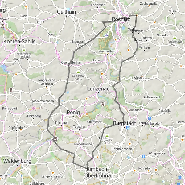 Map miniature of "Chemnitz Highlights" cycling inspiration in Chemnitz, Germany. Generated by Tarmacs.app cycling route planner