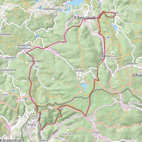 Map miniature of "Untouched Gravel Trail" cycling inspiration in Chemnitz, Germany. Generated by Tarmacs.app cycling route planner