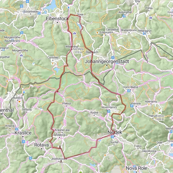 Map miniature of "Steinbach - Sosa" cycling inspiration in Chemnitz, Germany. Generated by Tarmacs.app cycling route planner