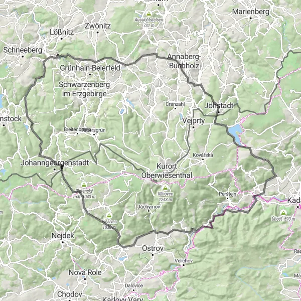 Karten-Miniaturansicht der Radinspiration "Erzgebirgsrundfahrt" in Chemnitz, Germany. Erstellt vom Tarmacs.app-Routenplaner für Radtouren
