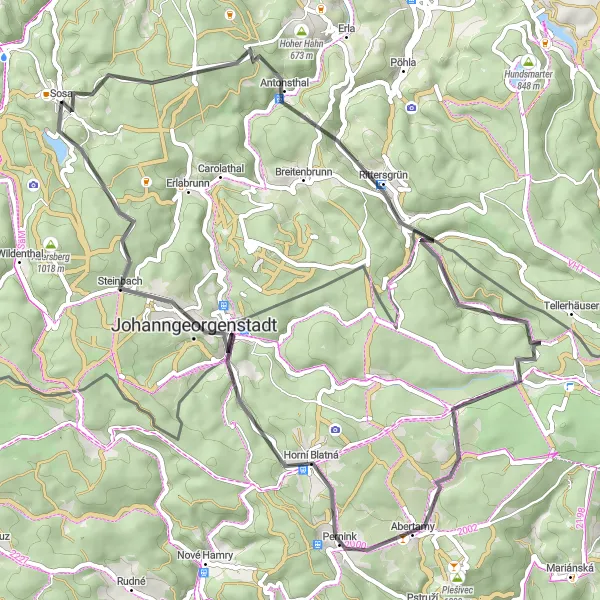 Karten-Miniaturansicht der Radinspiration "Rundtour um Sosa" in Chemnitz, Germany. Erstellt vom Tarmacs.app-Routenplaner für Radtouren