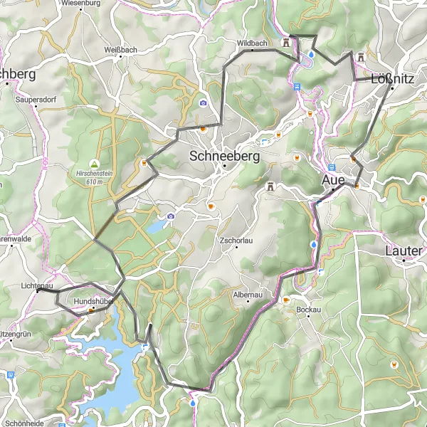 Karten-Miniaturansicht der Radinspiration "Lichtenau und zurück" in Chemnitz, Germany. Erstellt vom Tarmacs.app-Routenplaner für Radtouren