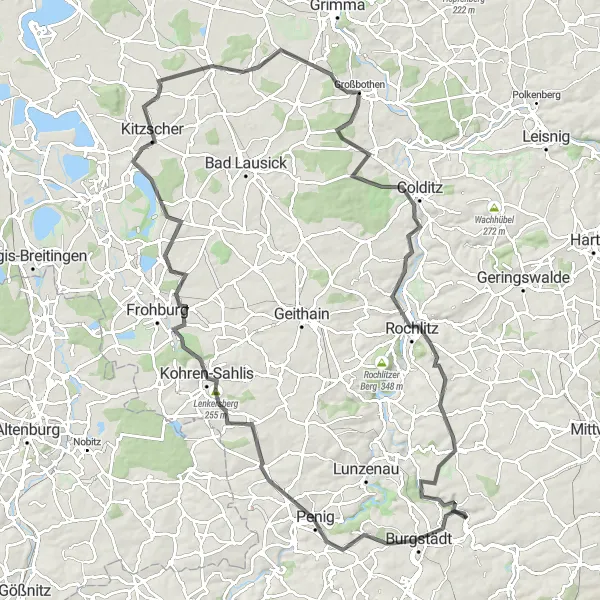 Map miniature of "Historic Landmarks Trail" cycling inspiration in Chemnitz, Germany. Generated by Tarmacs.app cycling route planner