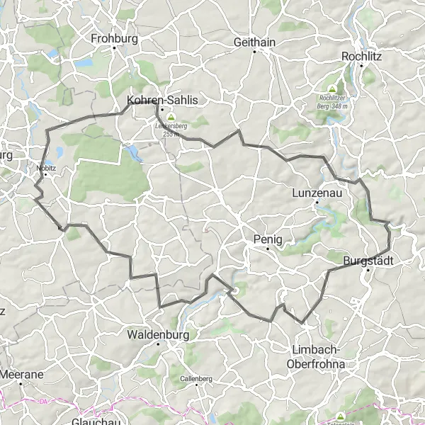 Karten-Miniaturansicht der Radinspiration "Durch das Muldental" in Chemnitz, Germany. Erstellt vom Tarmacs.app-Routenplaner für Radtouren