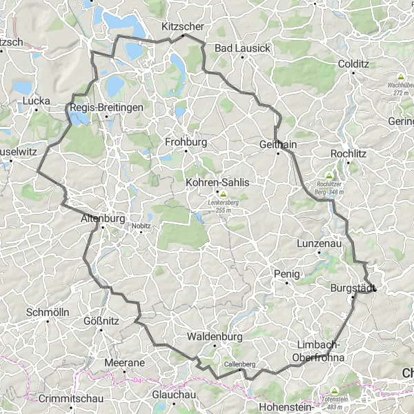 Map miniature of "Cultural Cycle Tour" cycling inspiration in Chemnitz, Germany. Generated by Tarmacs.app cycling route planner