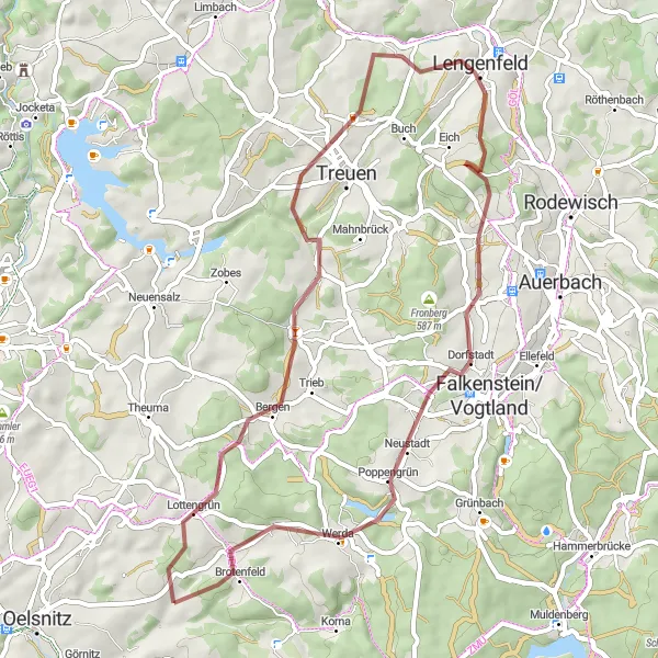 Karten-Miniaturansicht der Radinspiration "Lottengrün und Bezelberg Rundtour" in Chemnitz, Germany. Erstellt vom Tarmacs.app-Routenplaner für Radtouren