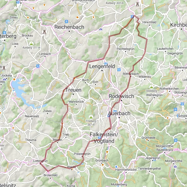 Karten-Miniaturansicht der Radinspiration "Rundfahrt von Tirpersdorf" in Chemnitz, Germany. Erstellt vom Tarmacs.app-Routenplaner für Radtouren