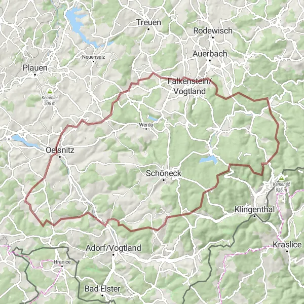 Map miniature of "Epic Scenery and Challenging Climbs" cycling inspiration in Chemnitz, Germany. Generated by Tarmacs.app cycling route planner