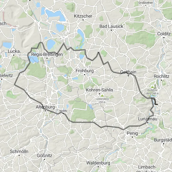 Karten-Miniaturansicht der Radinspiration "Nikolaiturm und Nenkersdorf Tour" in Chemnitz, Germany. Erstellt vom Tarmacs.app-Routenplaner für Radtouren