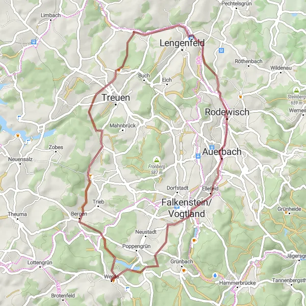 Map miniature of "Windmühlenberg mit Schlossfelsen" cycling inspiration in Chemnitz, Germany. Generated by Tarmacs.app cycling route planner