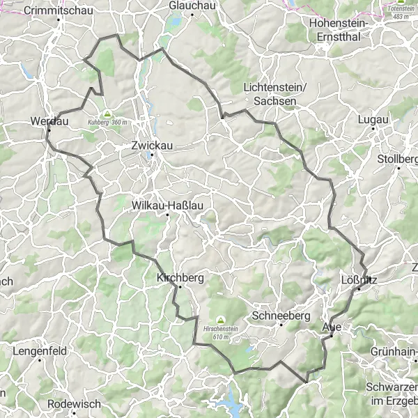 Map miniature of "Mosel Adventure" cycling inspiration in Chemnitz, Germany. Generated by Tarmacs.app cycling route planner
