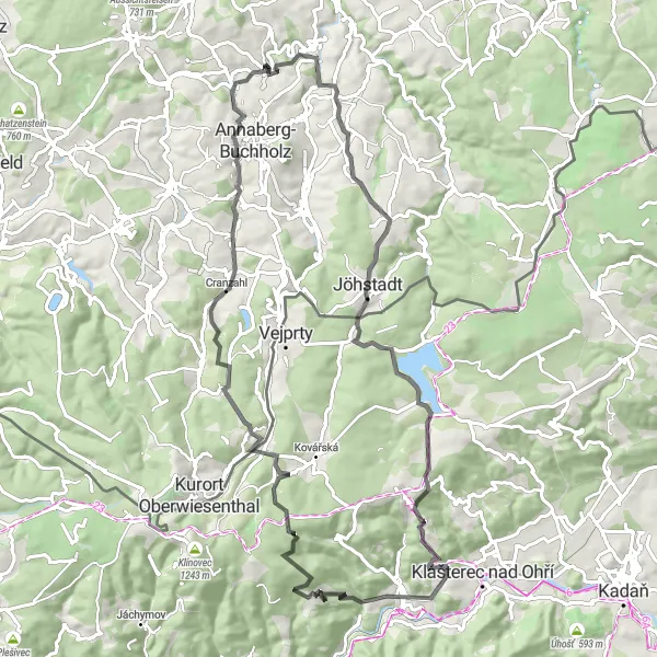 Map miniature of "The Road Cycling Challenge" cycling inspiration in Chemnitz, Germany. Generated by Tarmacs.app cycling route planner