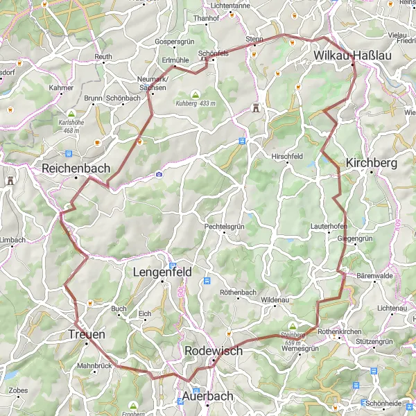 Karten-Miniaturansicht der Radinspiration "Große Gravel-Tour entlang der Silberstraße" in Chemnitz, Germany. Erstellt vom Tarmacs.app-Routenplaner für Radtouren