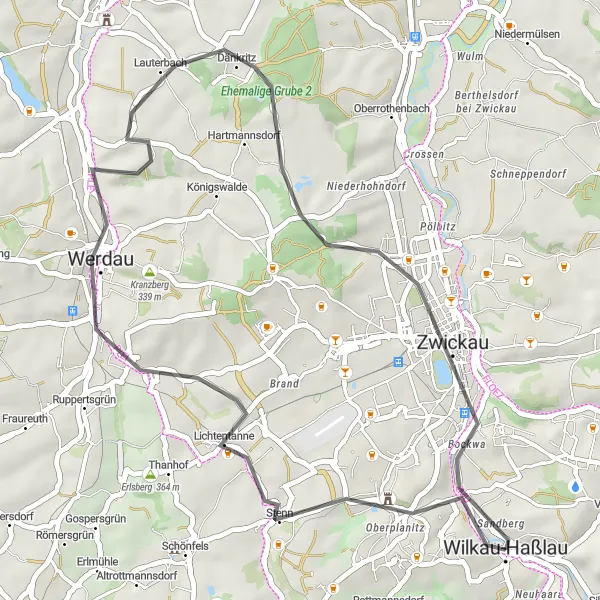 Map miniature of "Hometown Loop" cycling inspiration in Chemnitz, Germany. Generated by Tarmacs.app cycling route planner