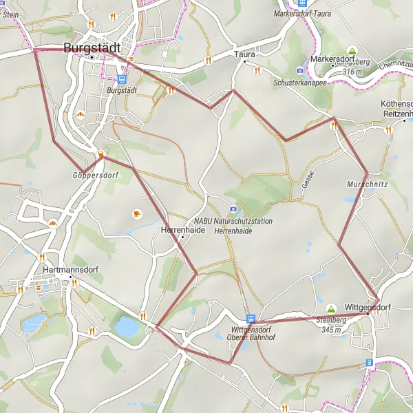 Map miniature of "Wittgensdorf Explorer" cycling inspiration in Chemnitz, Germany. Generated by Tarmacs.app cycling route planner