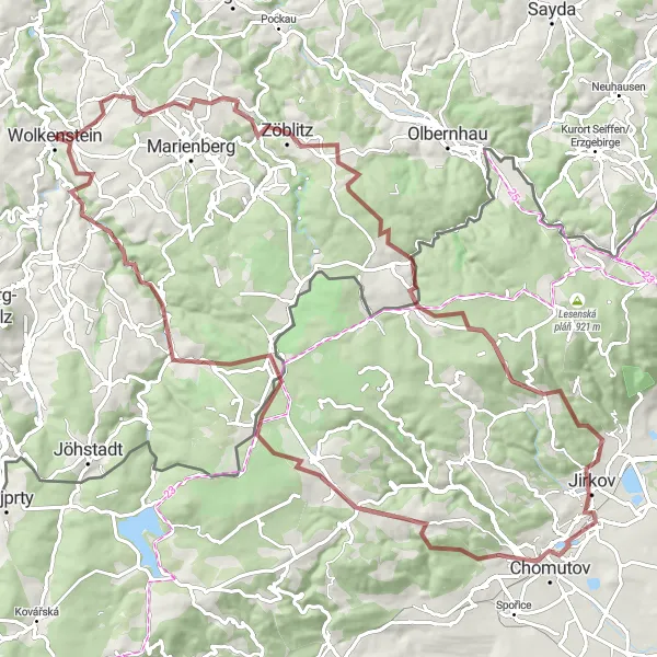 Karten-Miniaturansicht der Radinspiration "Erzgebirgsidylle und Natur pur" in Chemnitz, Germany. Erstellt vom Tarmacs.app-Routenplaner für Radtouren