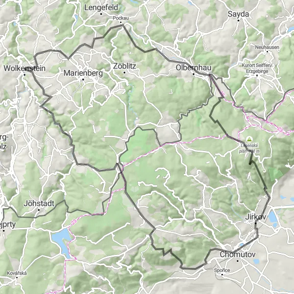 Karten-Miniaturansicht der Radinspiration "Malterbachtal und Erzgebirgspanorama" in Chemnitz, Germany. Erstellt vom Tarmacs.app-Routenplaner für Radtouren