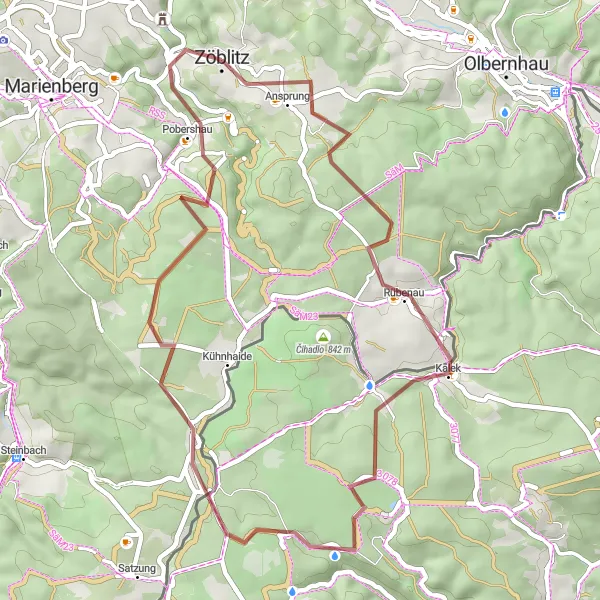 Karten-Miniaturansicht der Radinspiration "Abenteuerliche Gravel-Tour im Erzgebirge" in Chemnitz, Germany. Erstellt vom Tarmacs.app-Routenplaner für Radtouren