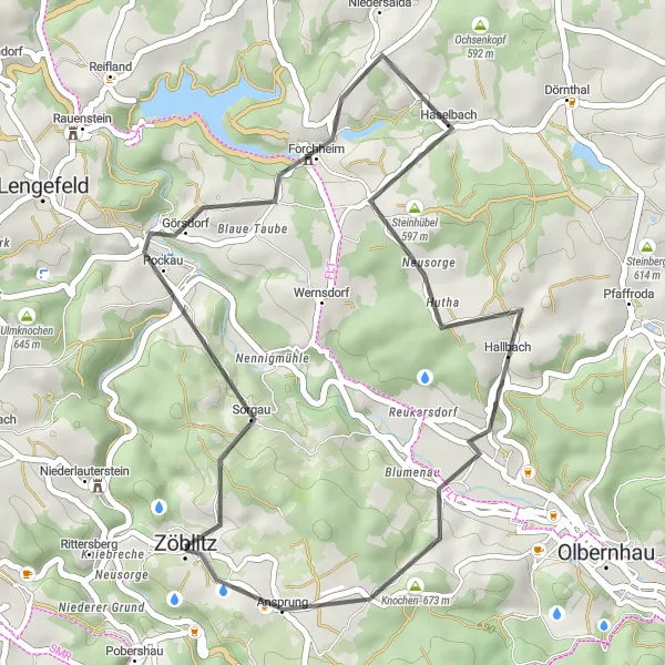 Karten-Miniaturansicht der Radinspiration "Entdeckungsreiche Road-Tour im Erzgebirge" in Chemnitz, Germany. Erstellt vom Tarmacs.app-Routenplaner für Radtouren