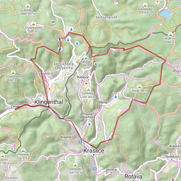 Map miniature of "Gravel Adventure" cycling inspiration in Chemnitz, Germany. Generated by Tarmacs.app cycling route planner