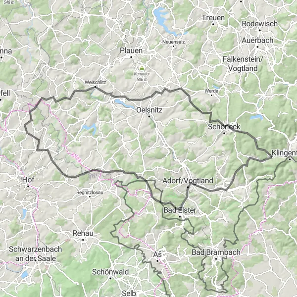 Map miniature of "Zwota Loop" cycling inspiration in Chemnitz, Germany. Generated by Tarmacs.app cycling route planner