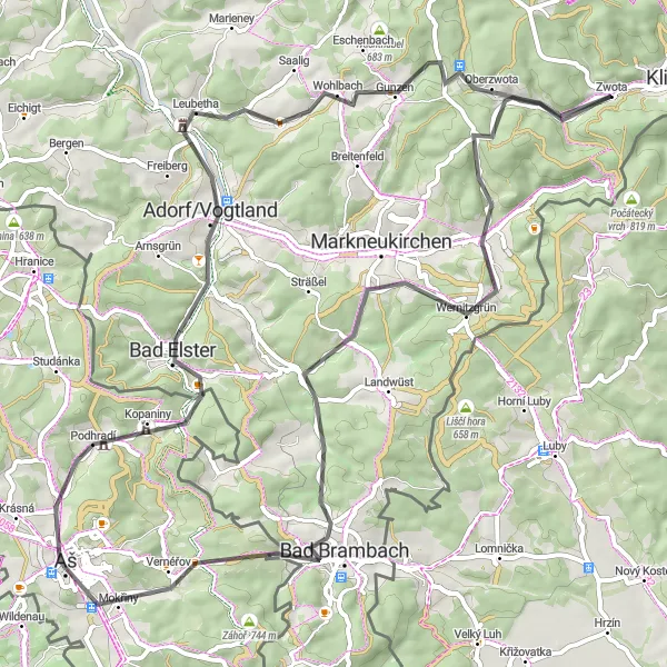 Map miniature of "Herrenberg Discovery Ride" cycling inspiration in Chemnitz, Germany. Generated by Tarmacs.app cycling route planner