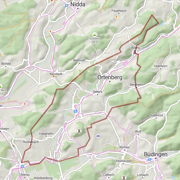 Karten-Miniaturansicht der Radinspiration "Gravel Cycling Route: Altenstadt und umgebung" in Darmstadt, Germany. Erstellt vom Tarmacs.app-Routenplaner für Radtouren