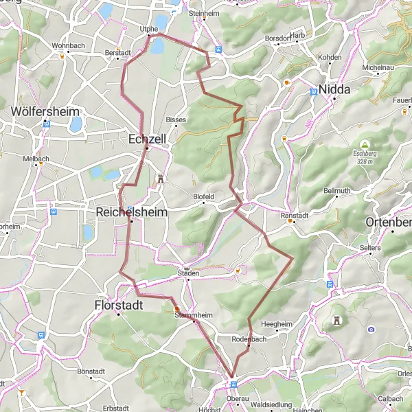 Karten-Miniaturansicht der Radinspiration "Kurze Gravel-Erkundung: Altenstadt-Rundfahrt" in Darmstadt, Germany. Erstellt vom Tarmacs.app-Routenplaner für Radtouren