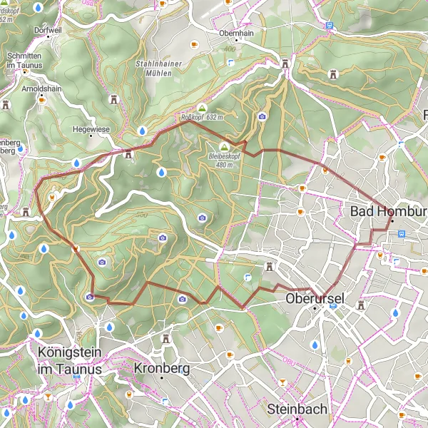 Karten-Miniaturansicht der Radinspiration "Feldberg Gravel Adventure" in Darmstadt, Germany. Erstellt vom Tarmacs.app-Routenplaner für Radtouren