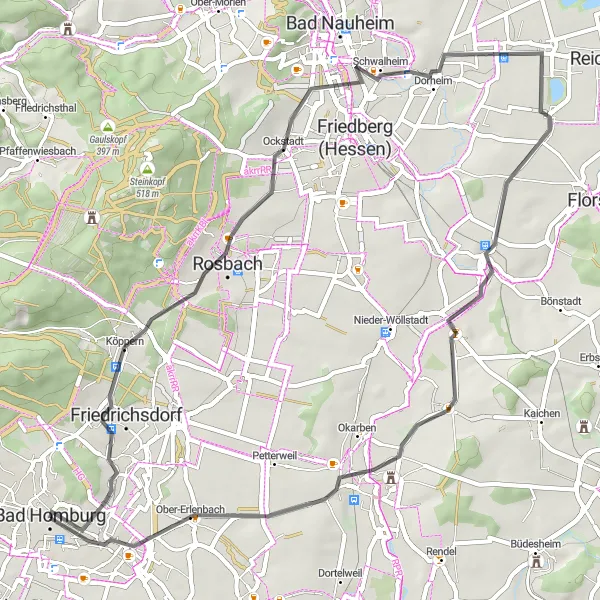 Map miniature of "Scenic Road Cycling in Darmstadt" cycling inspiration in Darmstadt, Germany. Generated by Tarmacs.app cycling route planner