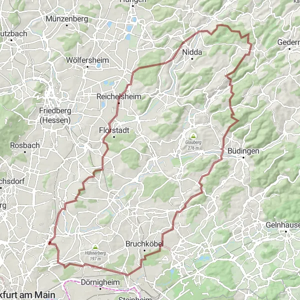 Map miniature of "Nature's Wonder" cycling inspiration in Darmstadt, Germany. Generated by Tarmacs.app cycling route planner