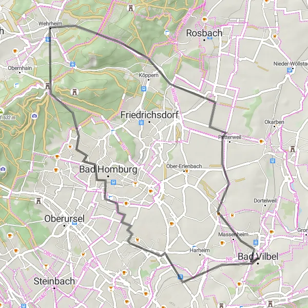 Karten-Miniaturansicht der Radinspiration "Niddablick Road-Route" in Darmstadt, Germany. Erstellt vom Tarmacs.app-Routenplaner für Radtouren