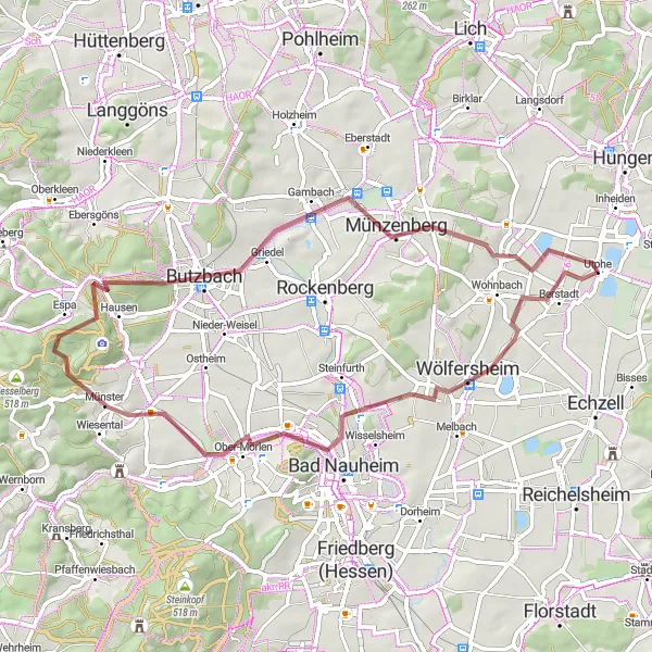 Map miniature of "Rural Discoveries" cycling inspiration in Darmstadt, Germany. Generated by Tarmacs.app cycling route planner