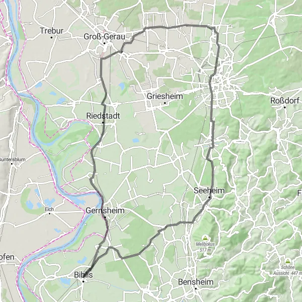 Karten-Miniaturansicht der Radinspiration "Stadt und Natur verbinden" in Darmstadt, Germany. Erstellt vom Tarmacs.app-Routenplaner für Radtouren