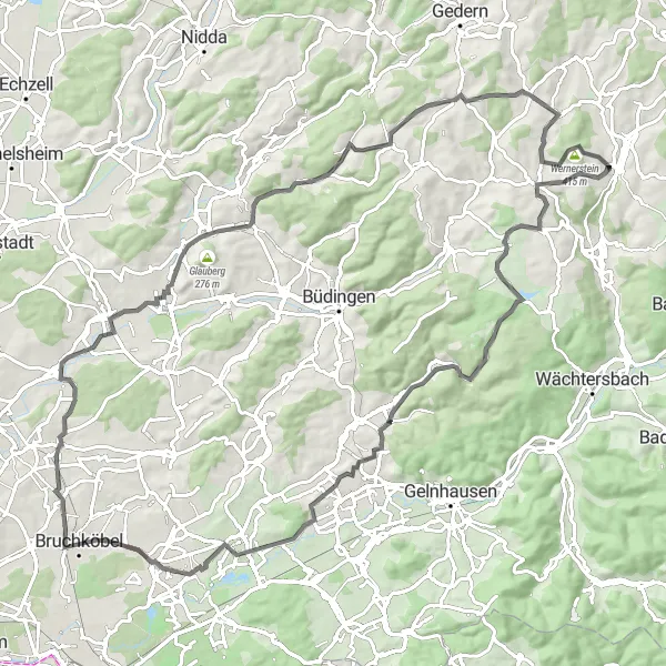 Karten-Miniaturansicht der Radinspiration "Road-Tour rund um Birstein" in Darmstadt, Germany. Erstellt vom Tarmacs.app-Routenplaner für Radtouren