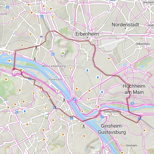 Map miniature of "Gentle Gravel Ride" cycling inspiration in Darmstadt, Germany. Generated by Tarmacs.app cycling route planner