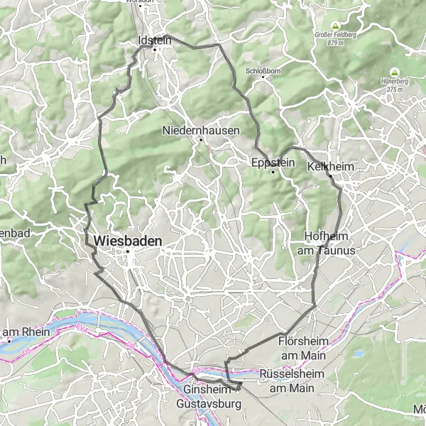 Map miniature of "Historical Landmarks" cycling inspiration in Darmstadt, Germany. Generated by Tarmacs.app cycling route planner