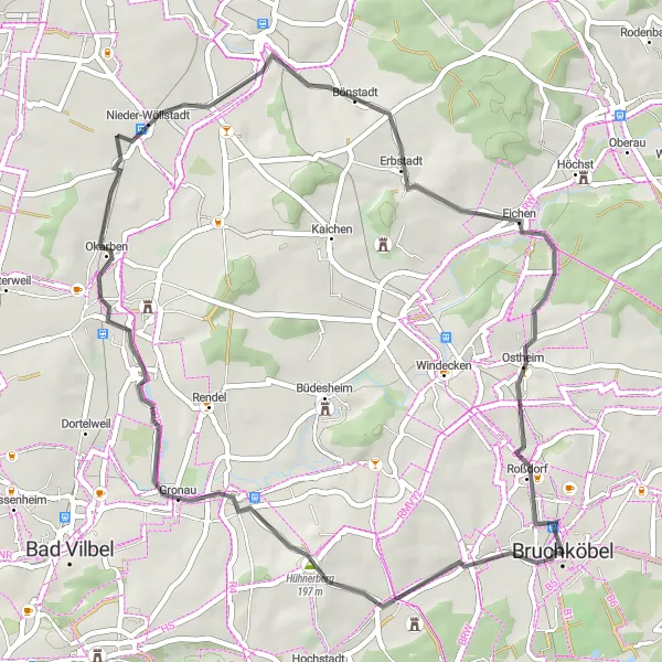 Map miniature of "The Countryside Escape" cycling inspiration in Darmstadt, Germany. Generated by Tarmacs.app cycling route planner