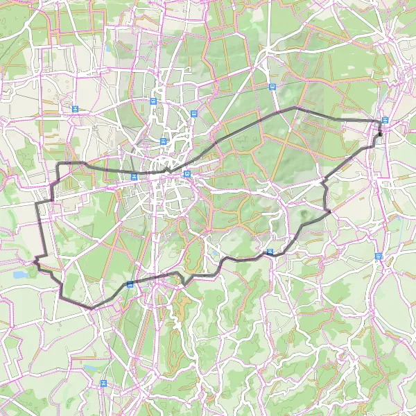 Map miniature of "Darmstadt Loop With Natural and Architectural Highlights" cycling inspiration in Darmstadt, Germany. Generated by Tarmacs.app cycling route planner