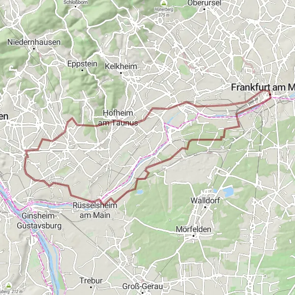 Karten-Miniaturansicht der Radinspiration "Rüsselsheim am Main und St. Paul's Church" in Darmstadt, Germany. Erstellt vom Tarmacs.app-Routenplaner für Radtouren