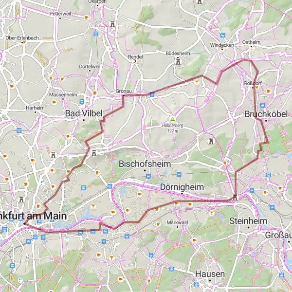 Map miniature of "The Countryside Quest" cycling inspiration in Darmstadt, Germany. Generated by Tarmacs.app cycling route planner