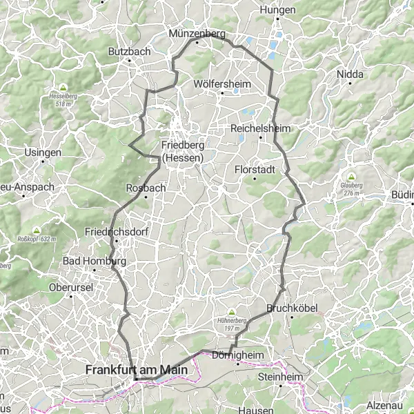 Map miniature of "Cultural and Natural Delights of the Region" cycling inspiration in Darmstadt, Germany. Generated by Tarmacs.app cycling route planner