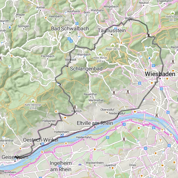 Karten-Miniaturansicht der Radinspiration "Rhein-Main Rundfahrt" in Darmstadt, Germany. Erstellt vom Tarmacs.app-Routenplaner für Radtouren