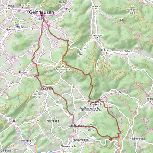 Karten-Miniaturansicht der Radinspiration "Kaiserpfalz Gelnhausen Rundkurs" in Darmstadt, Germany. Erstellt vom Tarmacs.app-Routenplaner für Radtouren