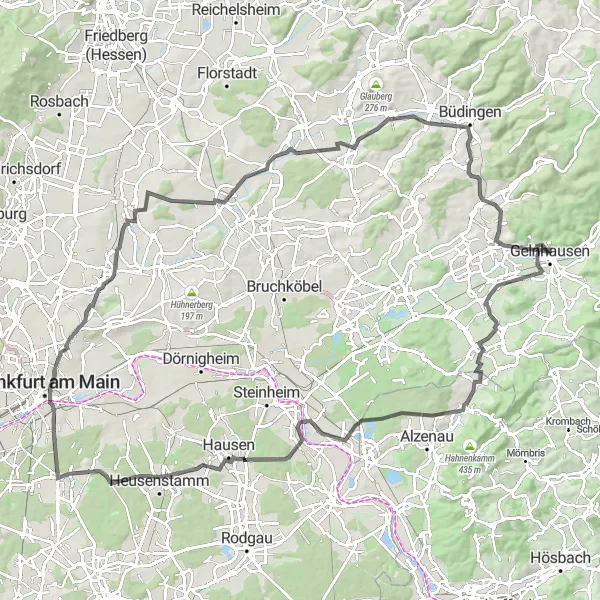 Map miniature of "Road Cycling Challenge" cycling inspiration in Darmstadt, Germany. Generated by Tarmacs.app cycling route planner