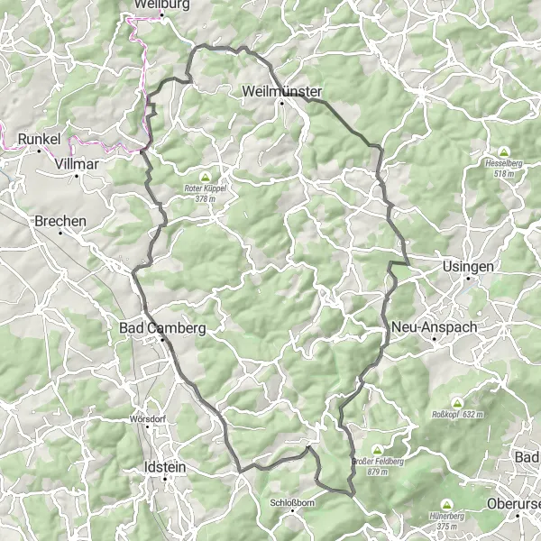 Map miniature of "Glashütten and Surroundings" cycling inspiration in Darmstadt, Germany. Generated by Tarmacs.app cycling route planner