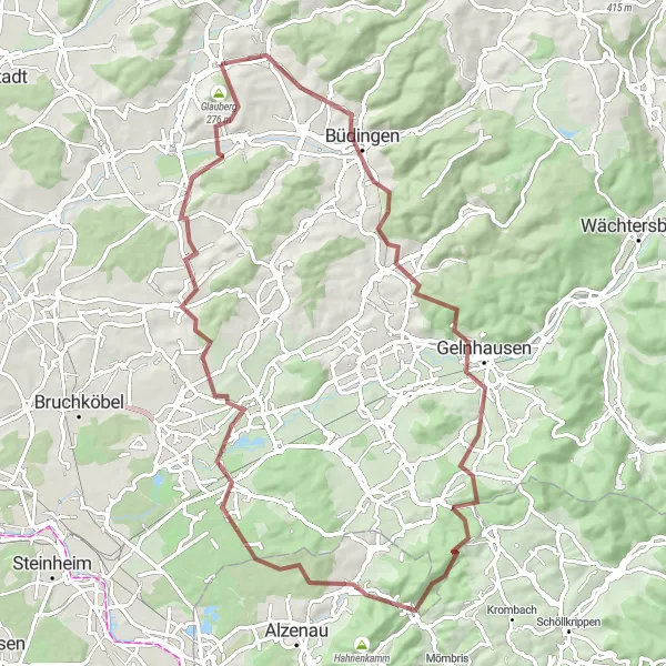 Karten-Miniaturansicht der Radinspiration "Rundweg durch die Natur rund um Glauburg" in Darmstadt, Germany. Erstellt vom Tarmacs.app-Routenplaner für Radtouren