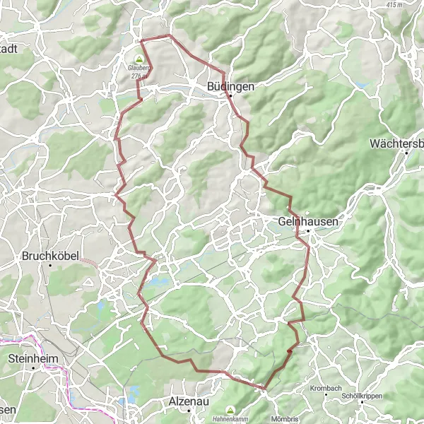 Map miniature of "Country Escape" cycling inspiration in Darmstadt, Germany. Generated by Tarmacs.app cycling route planner